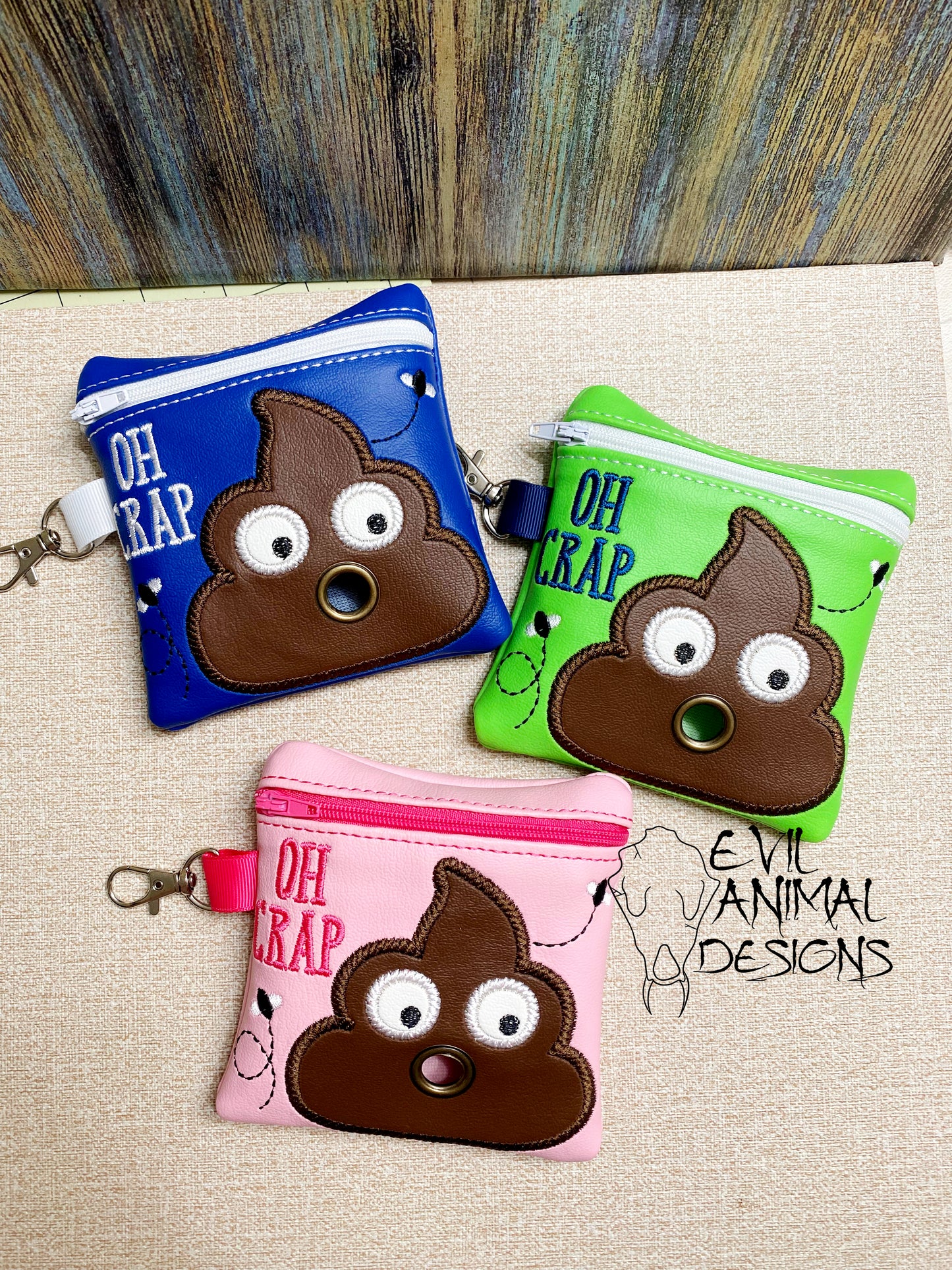 Poo Emoji Poop Bag Holder Vegan Leather Bag or Clutch Funny Customizable