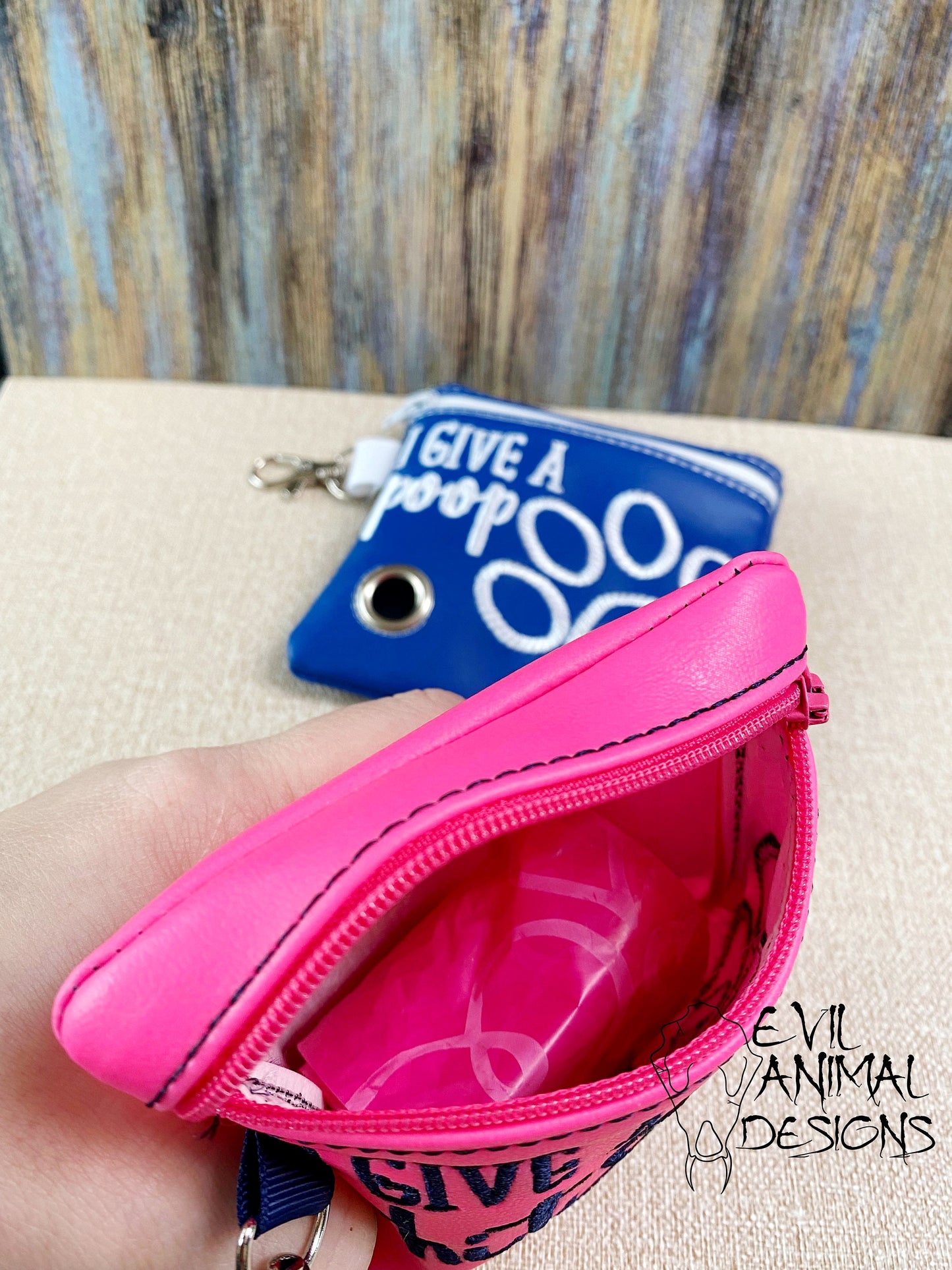 Paw Print Poop Bag Holder Vegan Leather Bag or Clutch Funny Customizable