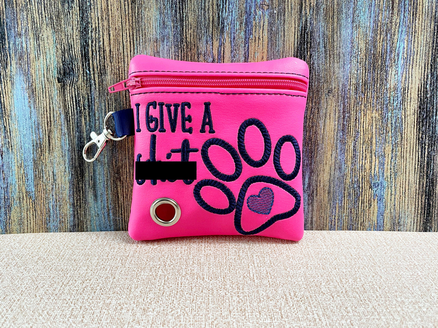 Paw Print Poop Bag Holder Vegan Leather Bag or Clutch Funny Customizable