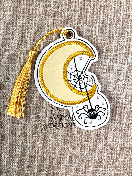Moon with Spider Bookmark Customizable Vegan Leather