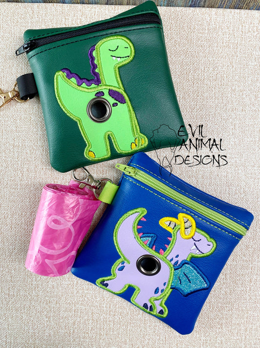 Dragon or Dinosaur Poop Bag Holder Vegan Leather Bag or Clutch Customizable
