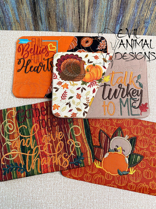 Fall Pumpkin Thanksgiving Sayings Mug Rug