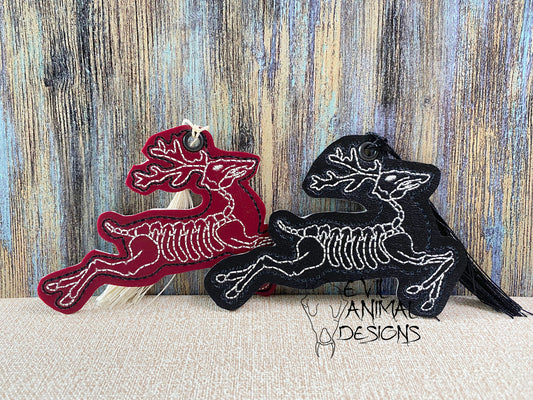Sketch Skeleton Reindeer Bookmark Christmas Customizable Vegan Leather