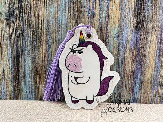 Grumpy Unicorn Bookmark Customizable Vegan Leather