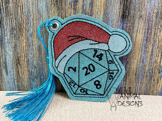 Christmas D20 Bookmark Customizable Vegan Leather Santa Hat