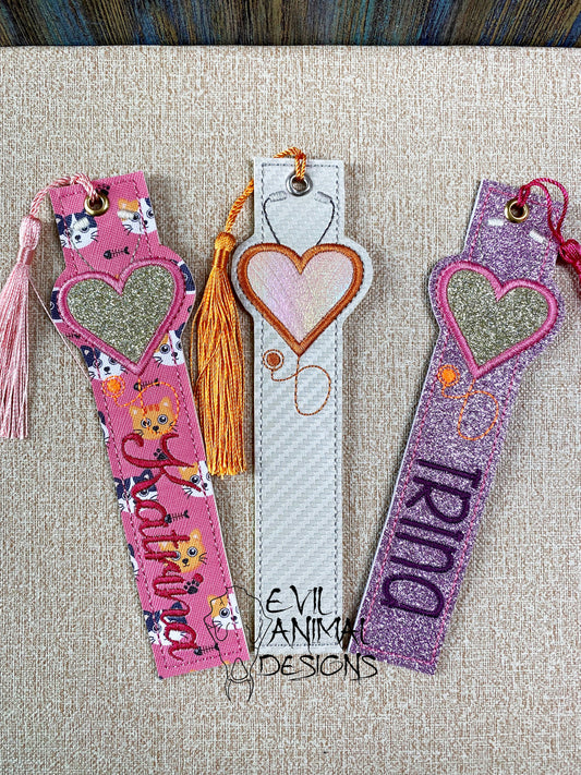Stethoscope Heart Bookmark Customizable Vegan Leather Personalized