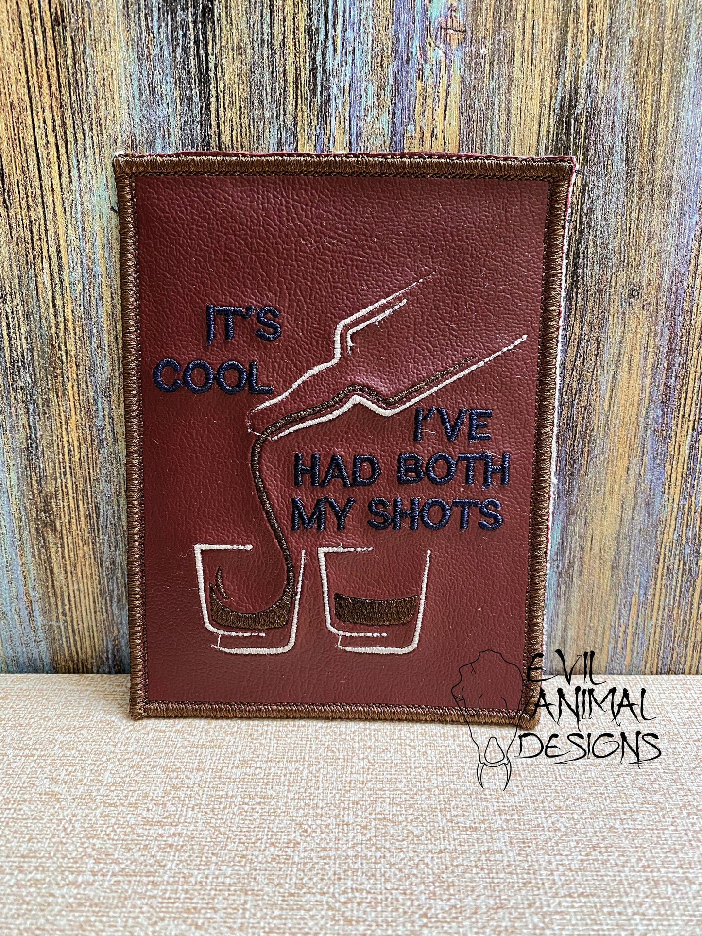 2 Shots Drink/Vaccine Joke Vaccine Document Badge Holder